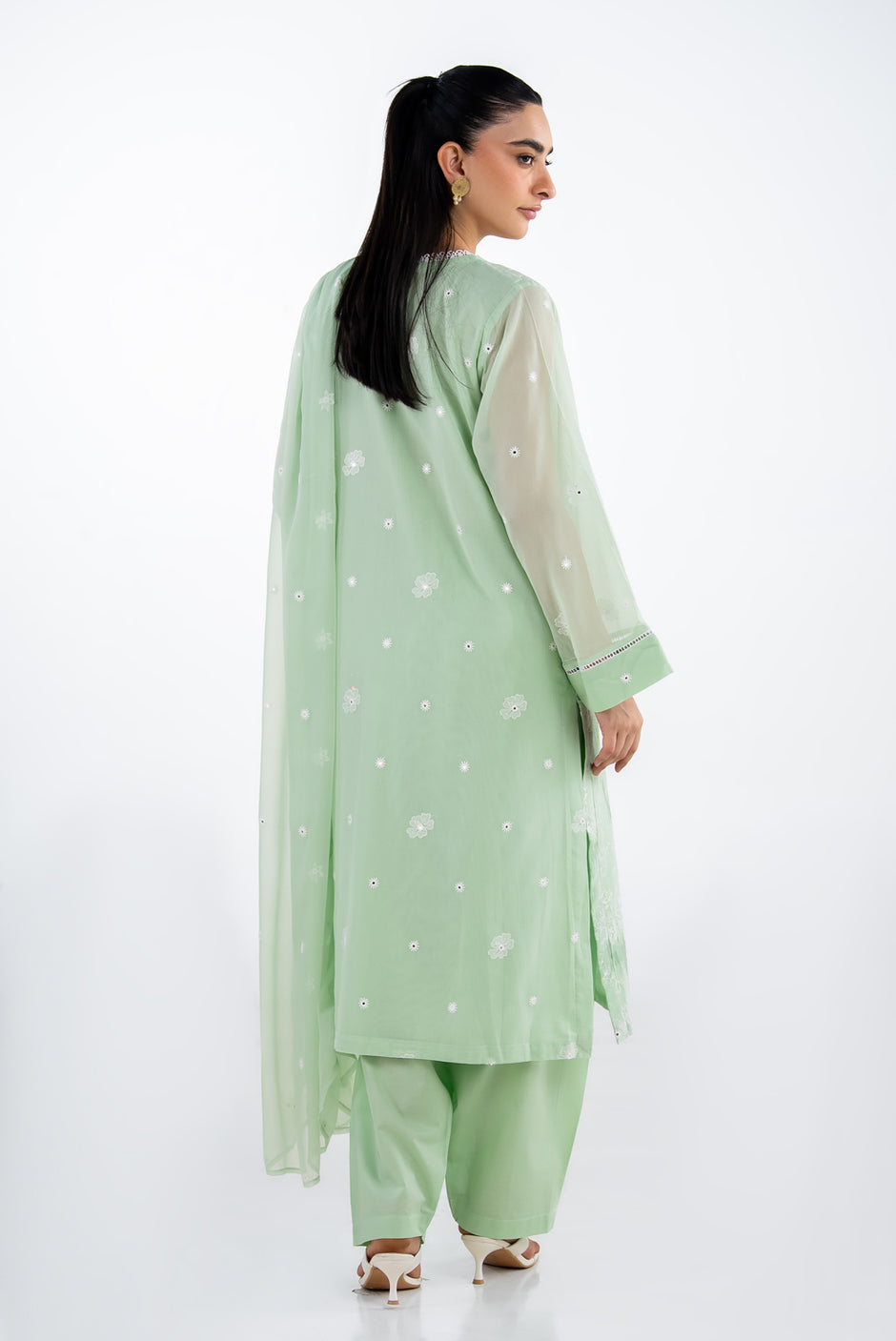 3PC Swiss Voile Embroidered Suit