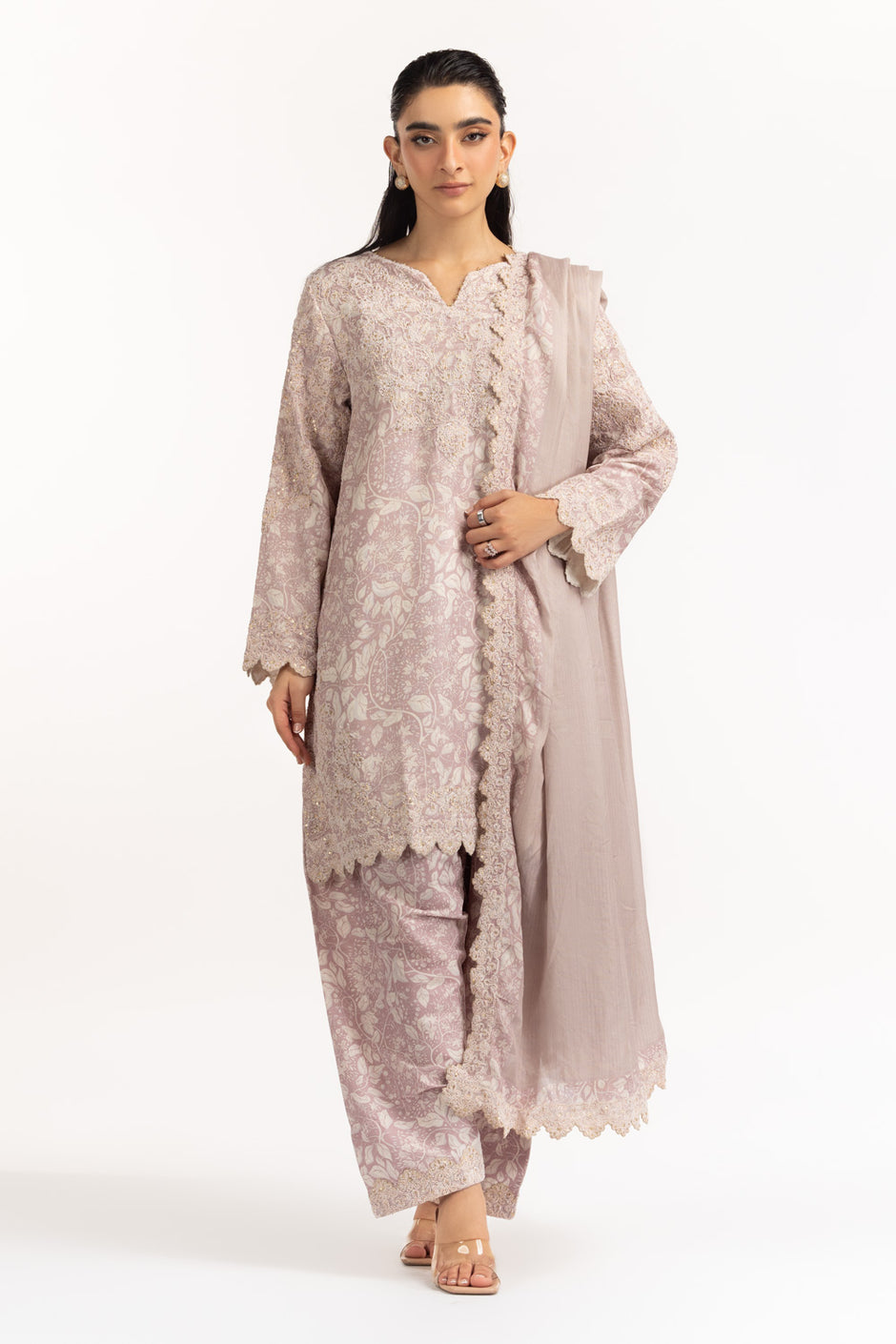 3PC Tennis Net Printed Suit With Embroidered