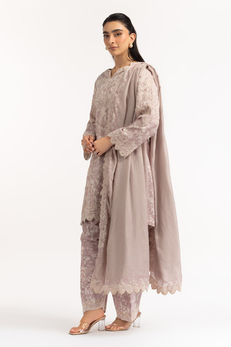 3PC Tennis Net Printed Suit With Embroidered