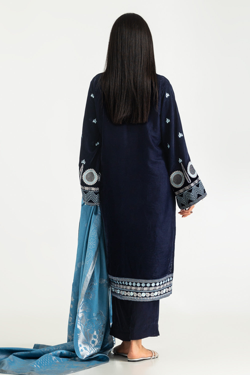 3PC Velvet Embroidered Suit