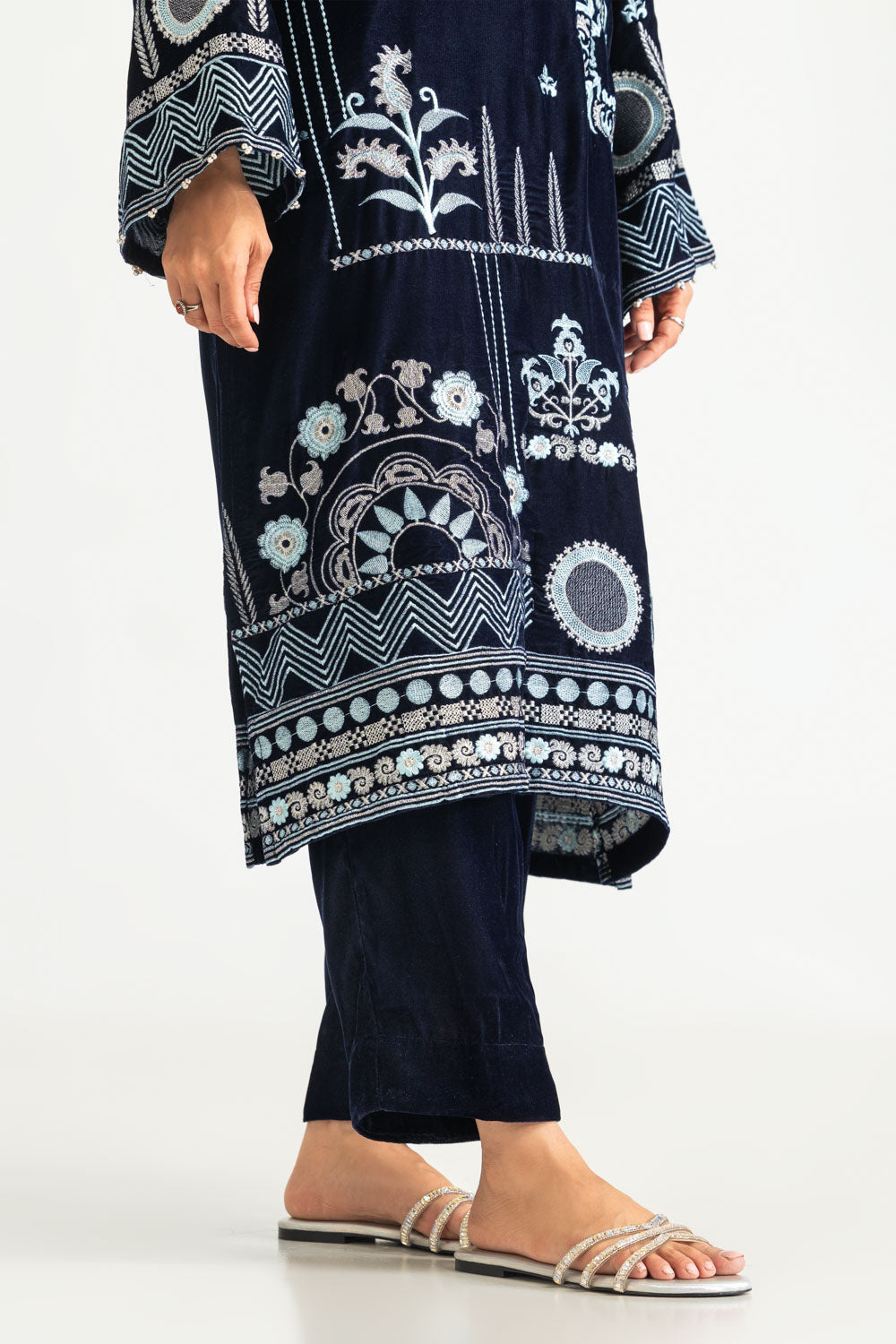 3PC Velvet Embroidered Suit