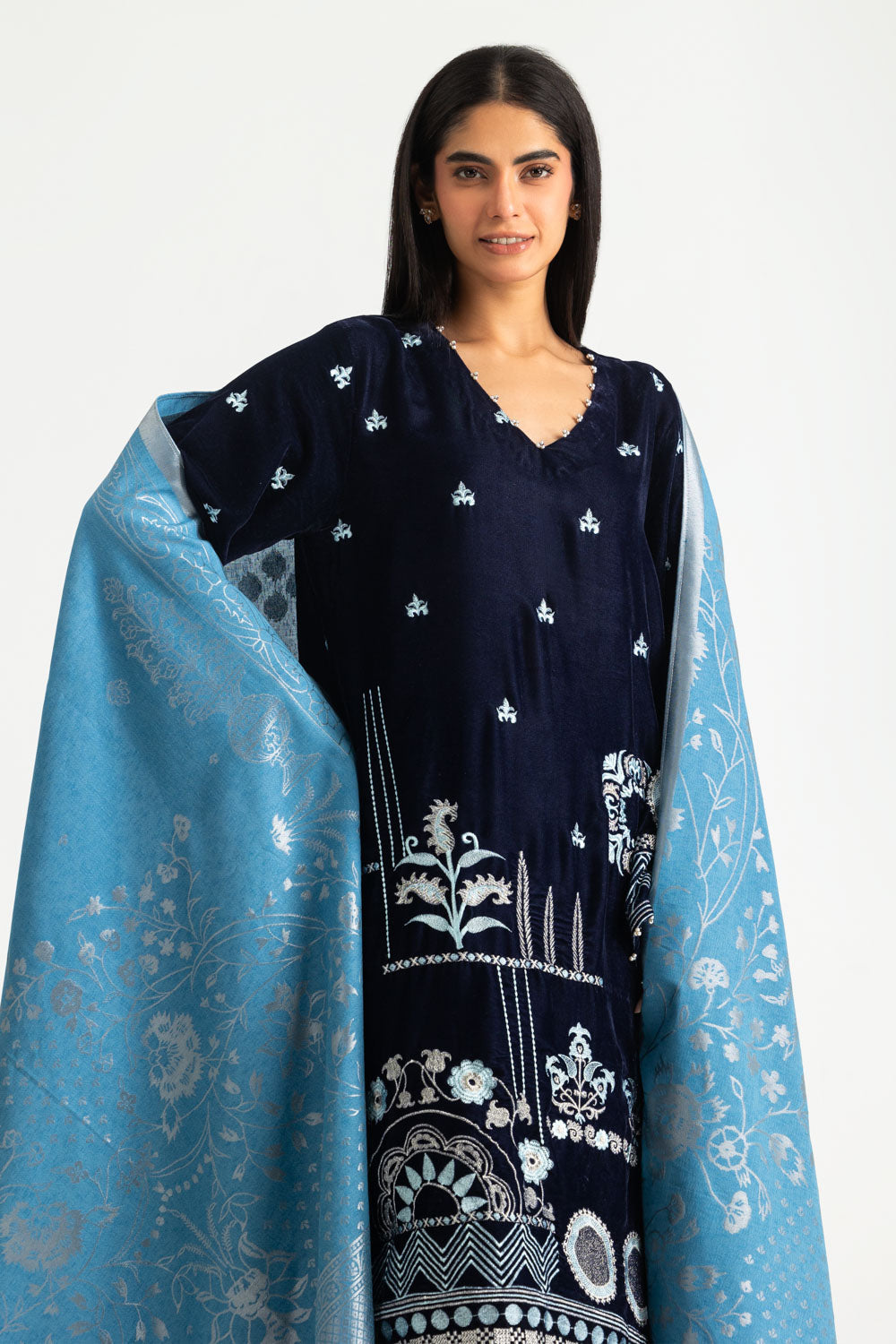 3PC Velvet Embroidered Suit