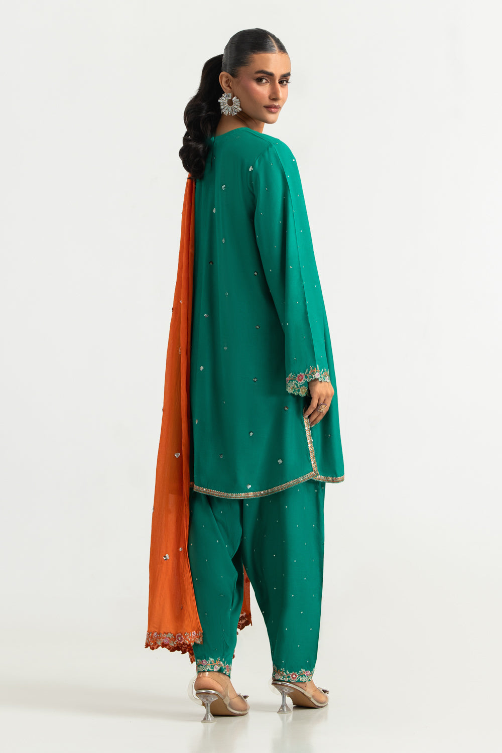 3PC Viscose Raw Silk Embroidered Suit