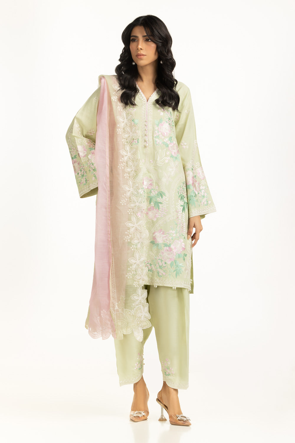 3PC Viscose Rawsilk Embroidered Suit IPSTD-44742