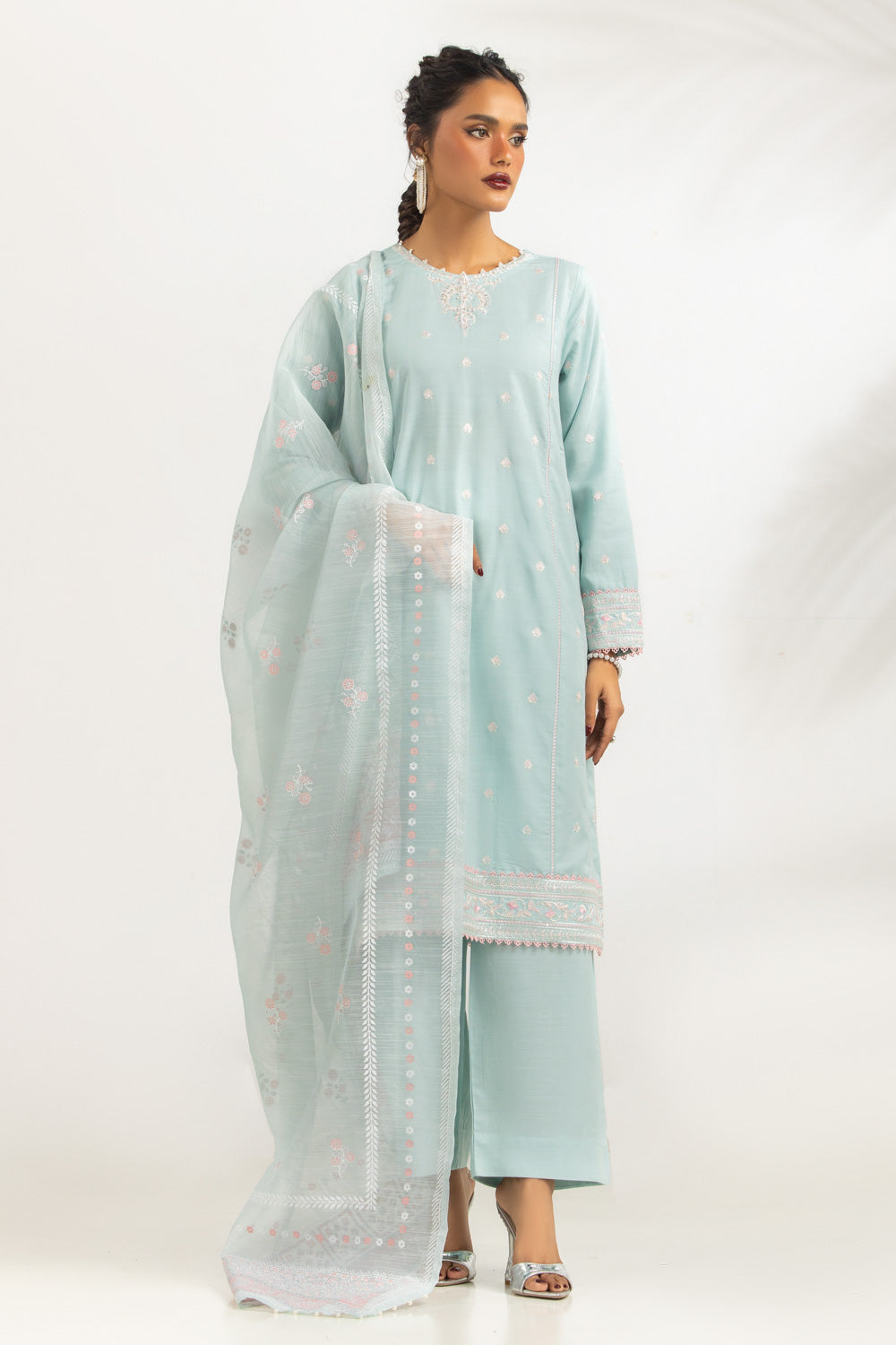 3PC Viscose Rawsilk Embroidered Suit IPSTD-44743
