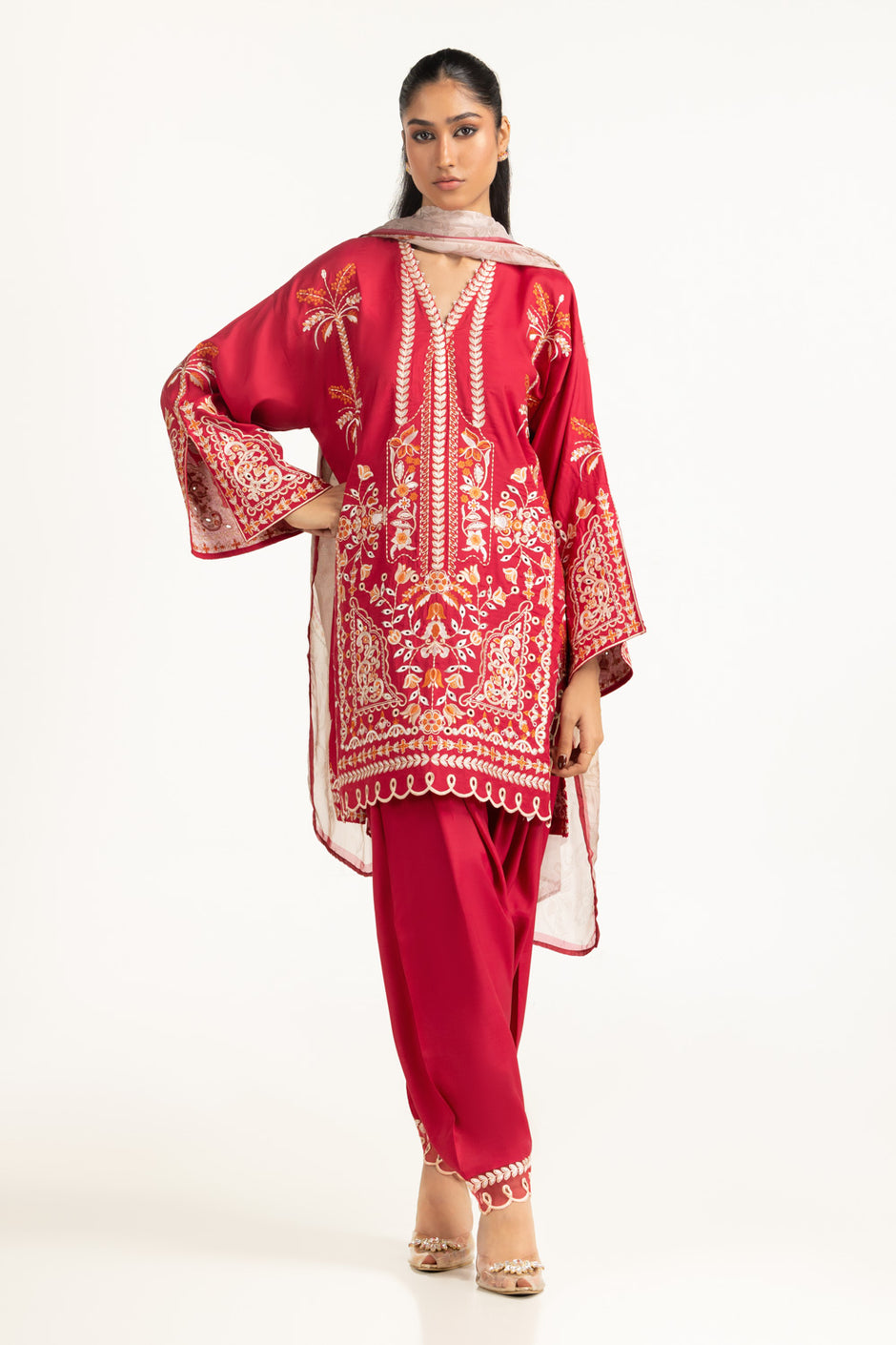 3PC Viscose Rawsilk Embroidered Suit IPSTD-44745