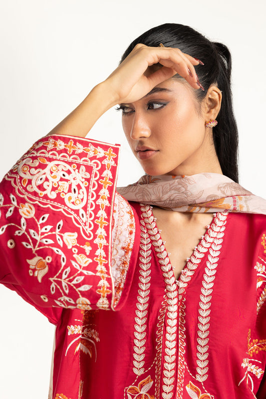 3PC Viscose Rawsilk Embroidered Suit IPSTD-44745