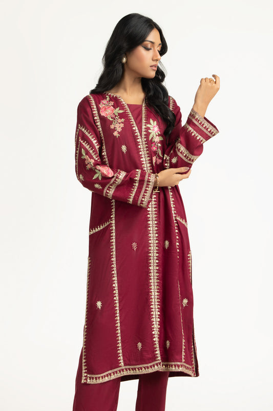 3PC Viscose Rawsilk Embroidered Suit IPSTD-55258