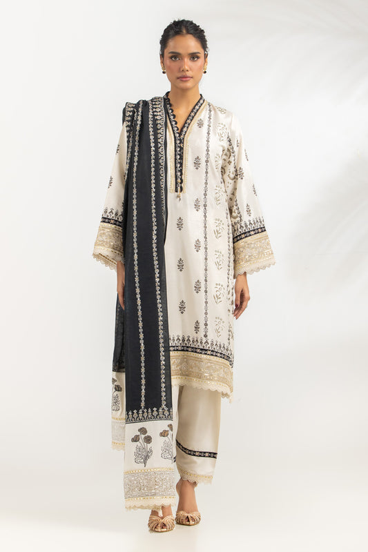 3PC Viscose Rawsilk Embroidered Suit IPSTD-55330