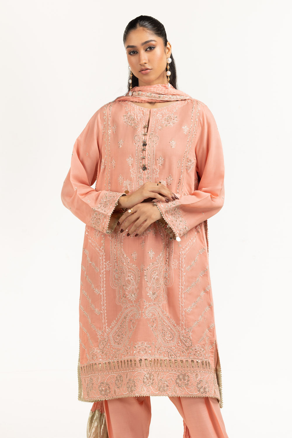 3PC Viscose Rawsilk Embroidered Suit