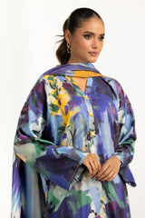 3PC Linen Printed Suit IUSTKSD-1163