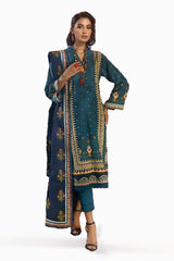 3 Piece Embroidered Khaddar Unstitched Suit  K-32019