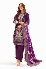 3 Piece Embroidered Khaddar Unstitched Suit  K-32040