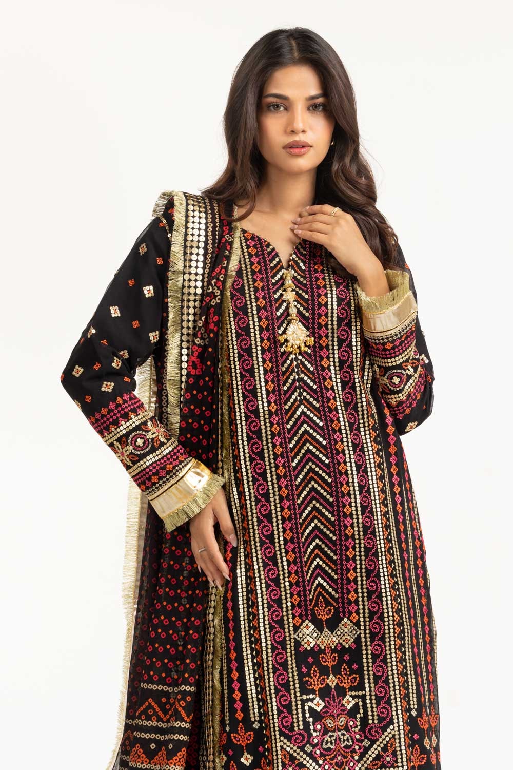3PC Bamber Chiffon Embroidered Suit IUSTKSD-740