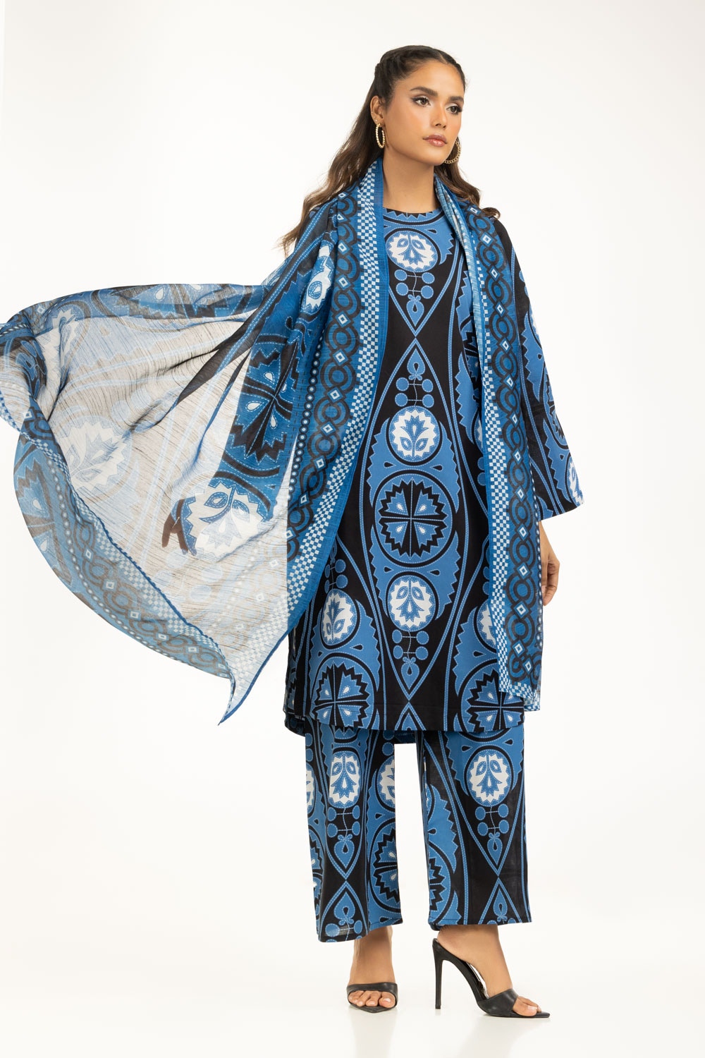 3PC Cambric Printed Suit
