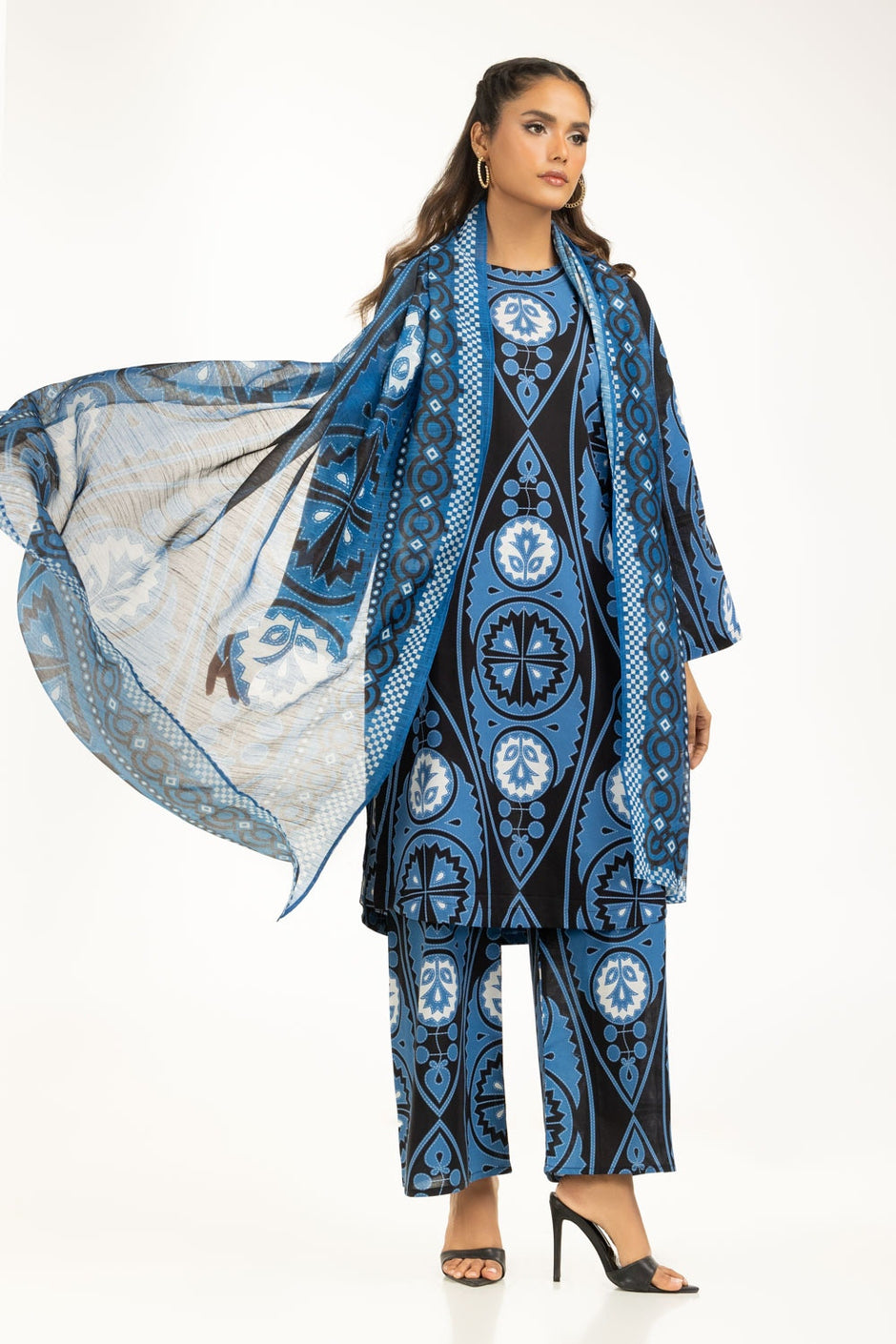 3PC Cambric Printed Suit