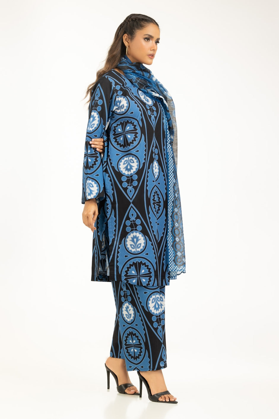 3PC Cambric Printed Suit