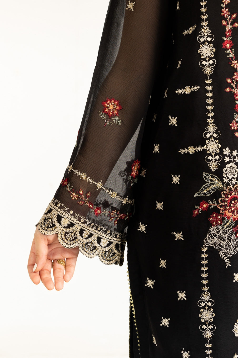 3PC Chiffon Embroidered Suit