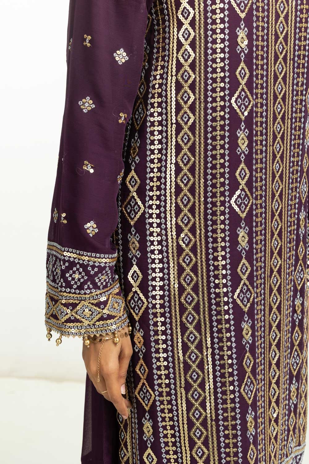 3PC Chiffon Embroidered Suit IUSTKSD-654