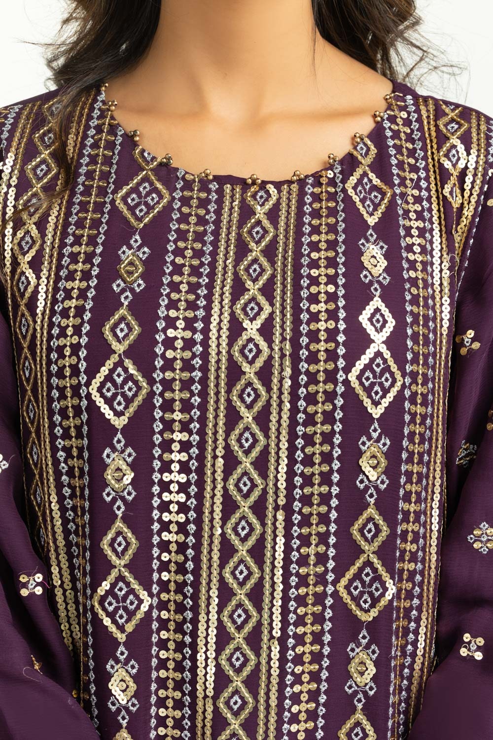 3PC Chiffon Embroidered Suit IUSTKSD-654