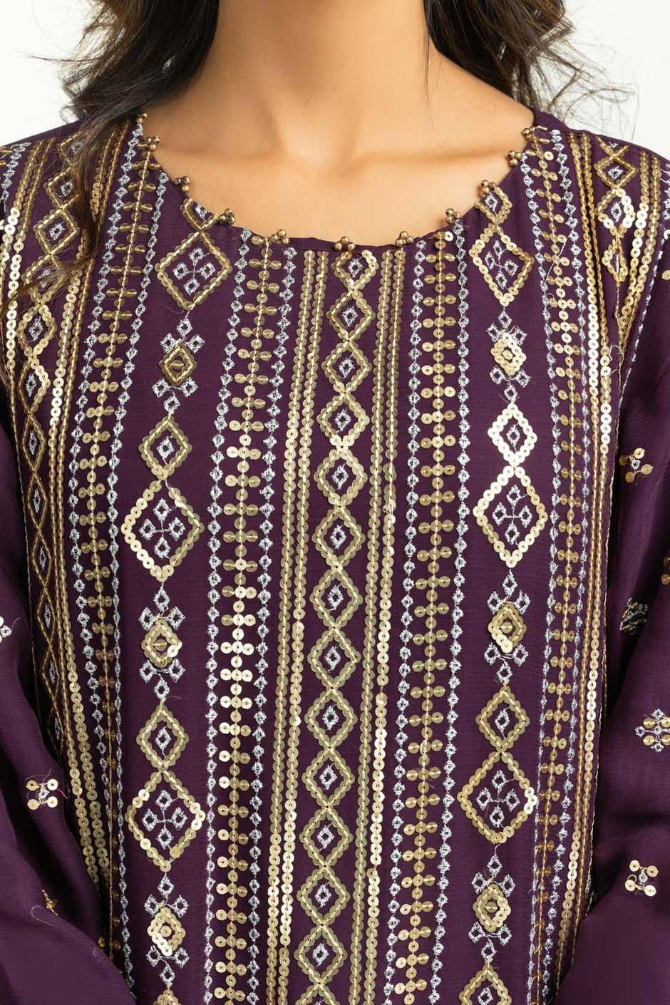 3PC Chiffon Embroidered Suit