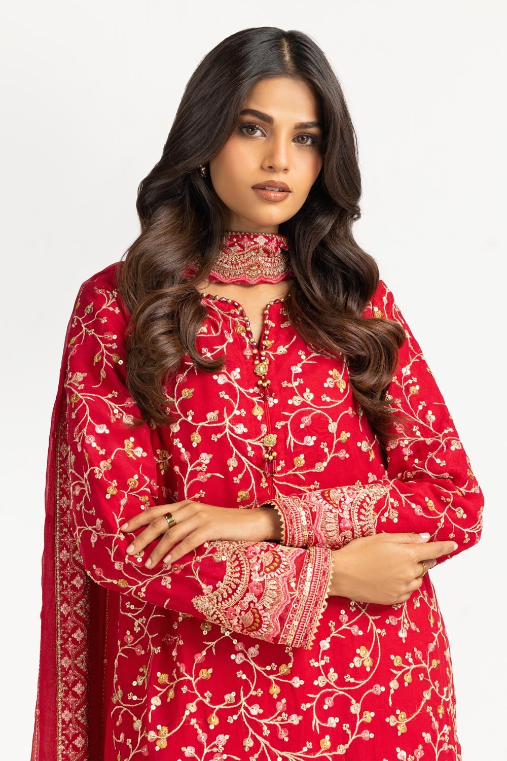 3PC Chiffon Embroidered Suit IUSTKSD-765