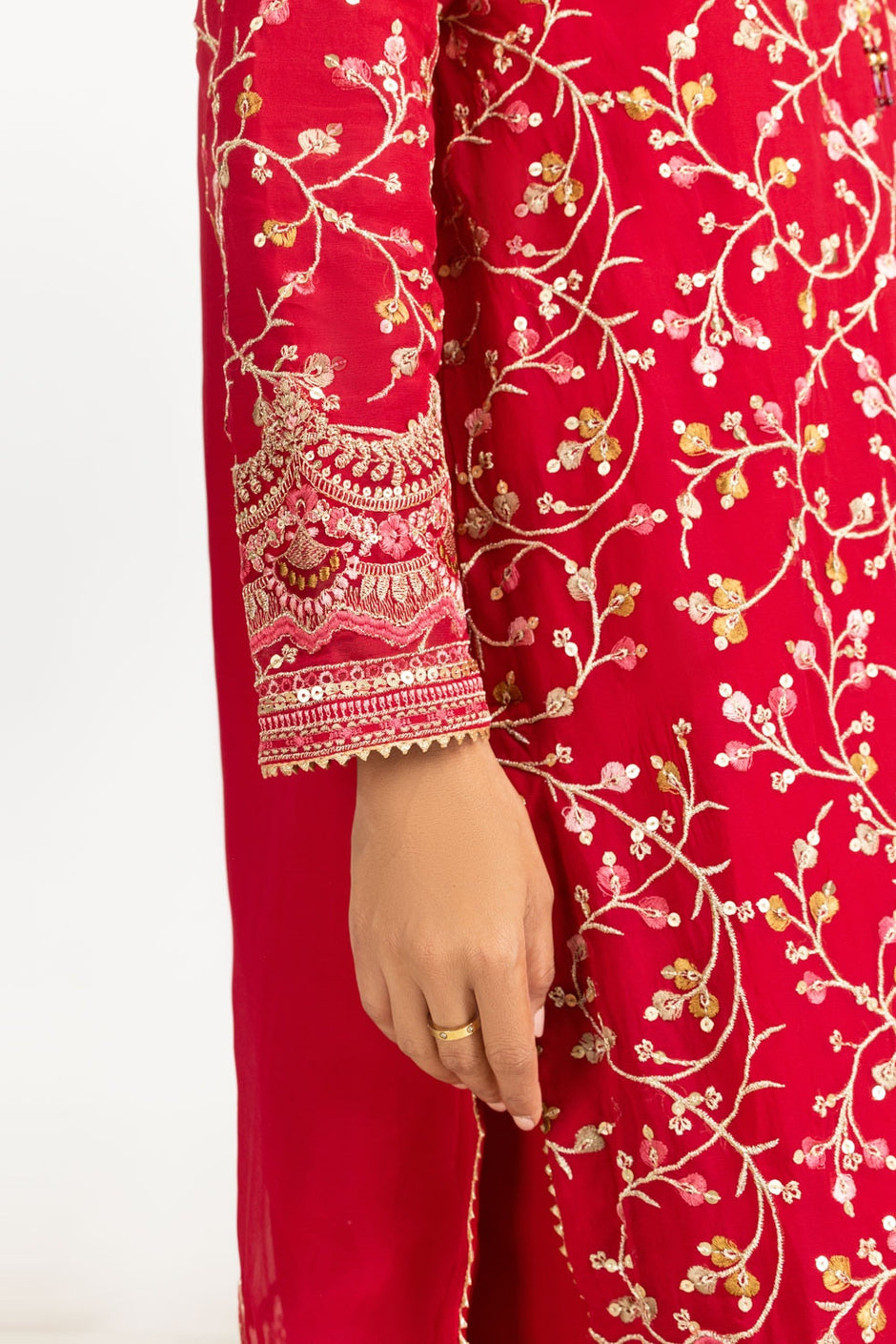 3PC Chiffon Embroidered Suit