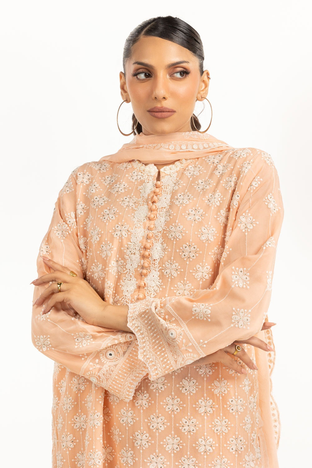 3PC Chiffon Embroidered Suit IUSTKSD-766
