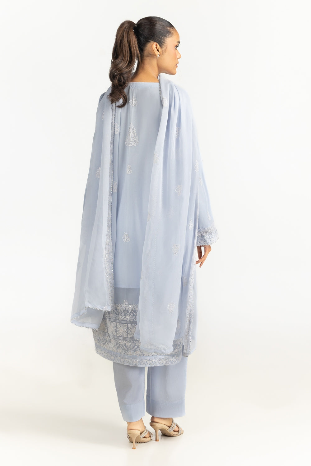 3PC Dyed Chiffon Embroidered Suit IUSTKSD-763