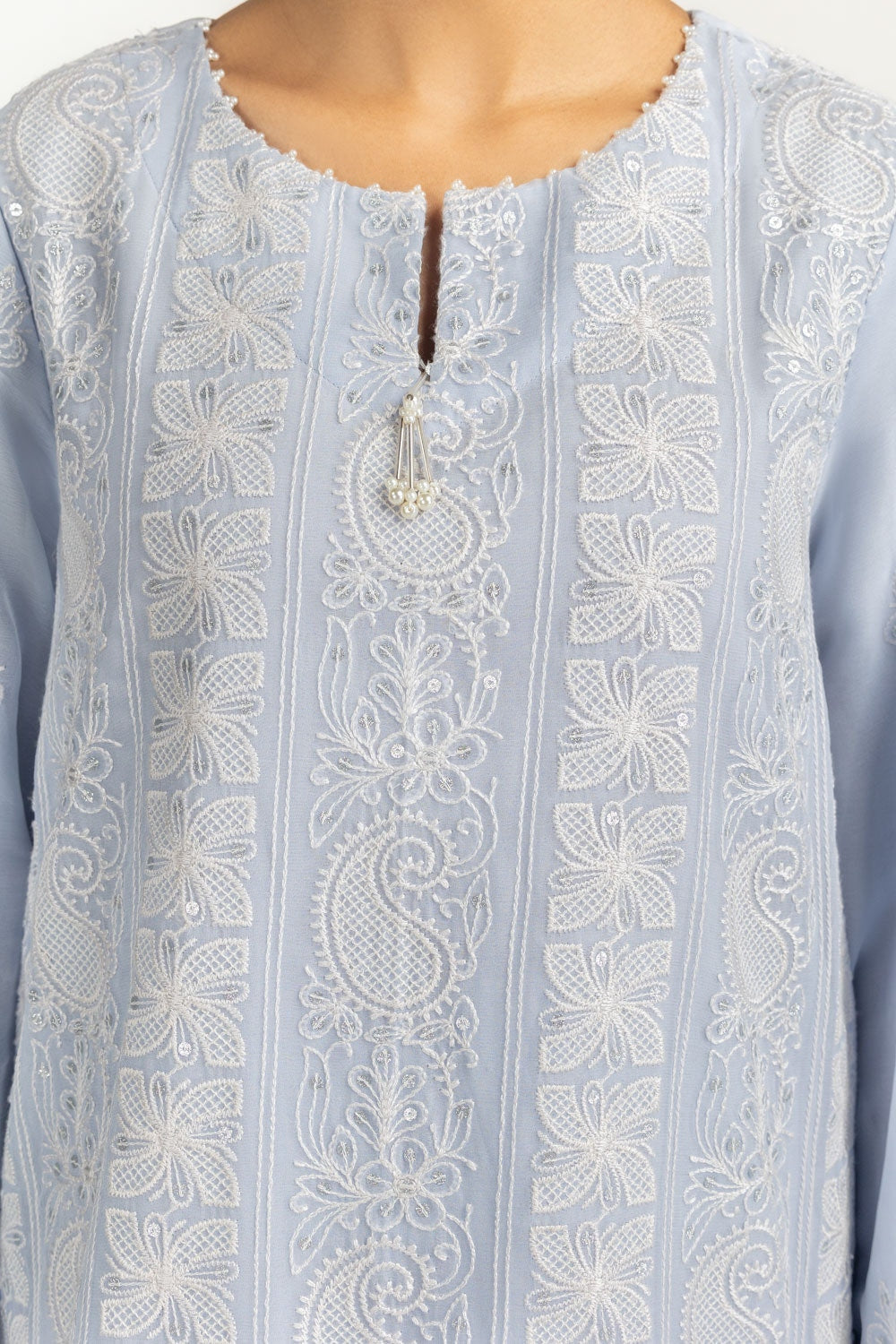 3PC Dyed Chiffon Embroidered Suit IUSTKSD-763