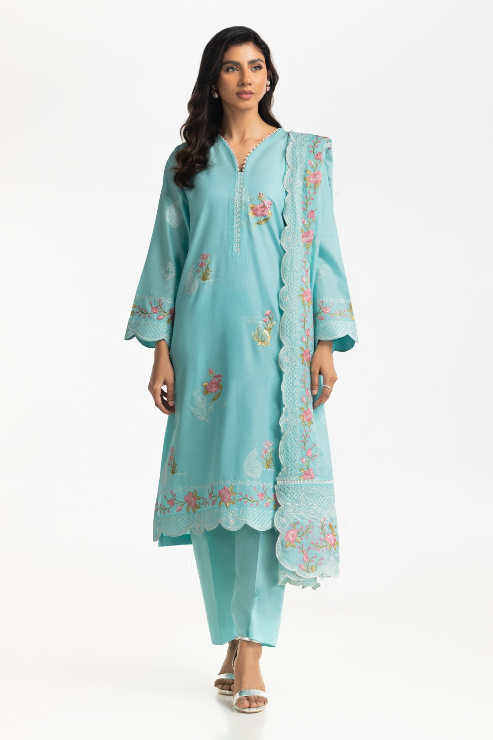 3PC Lawn Embroidered Suit IUSTKSD-499