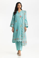 3PC Lawn Embroidered Suit IUSTKSD-499