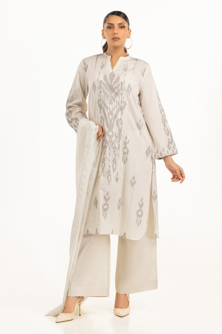 3PC Jacquard Embellished Suit