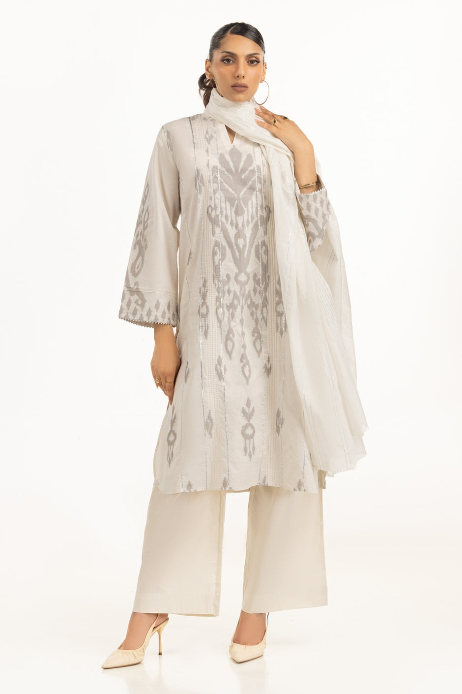 3PC Jacquard Embellished Suit