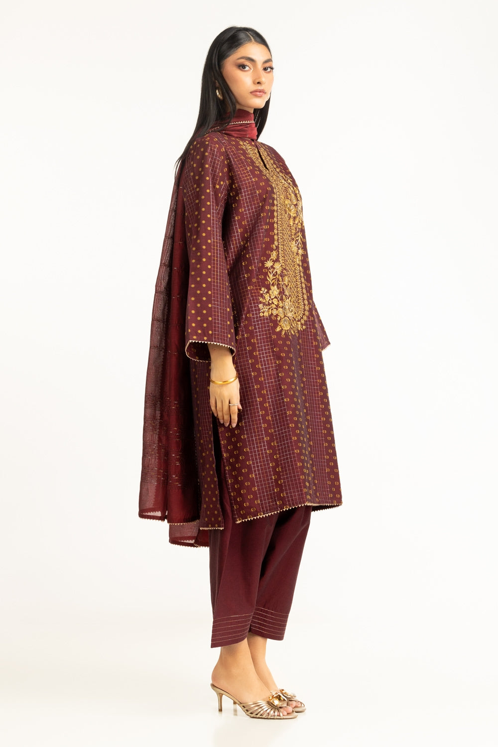 3PC Jacquard Embroidered Suit