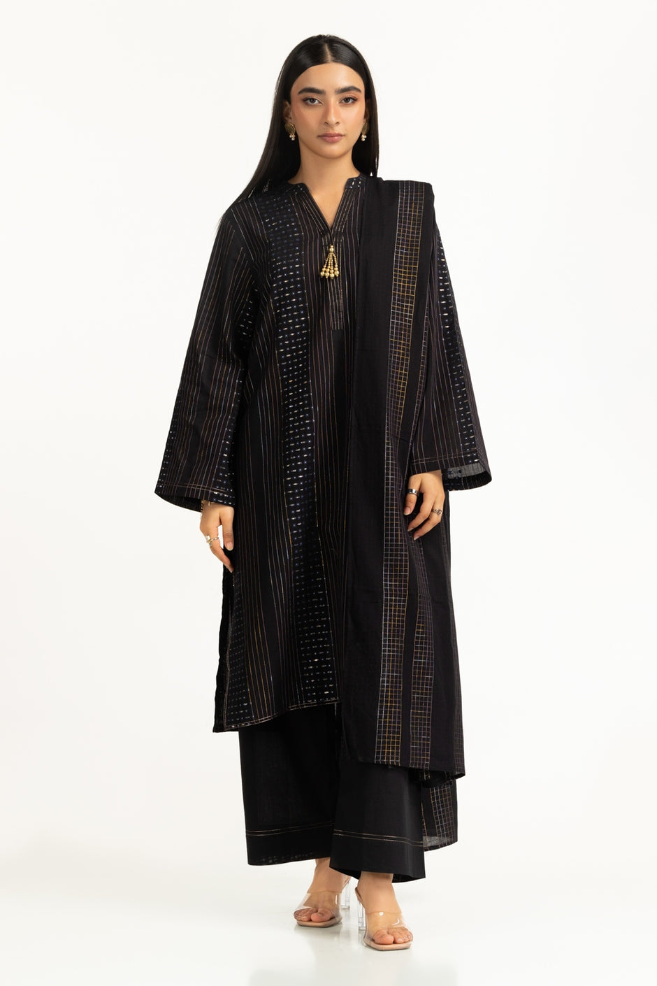 3PC Jacquard Embroidered Suit