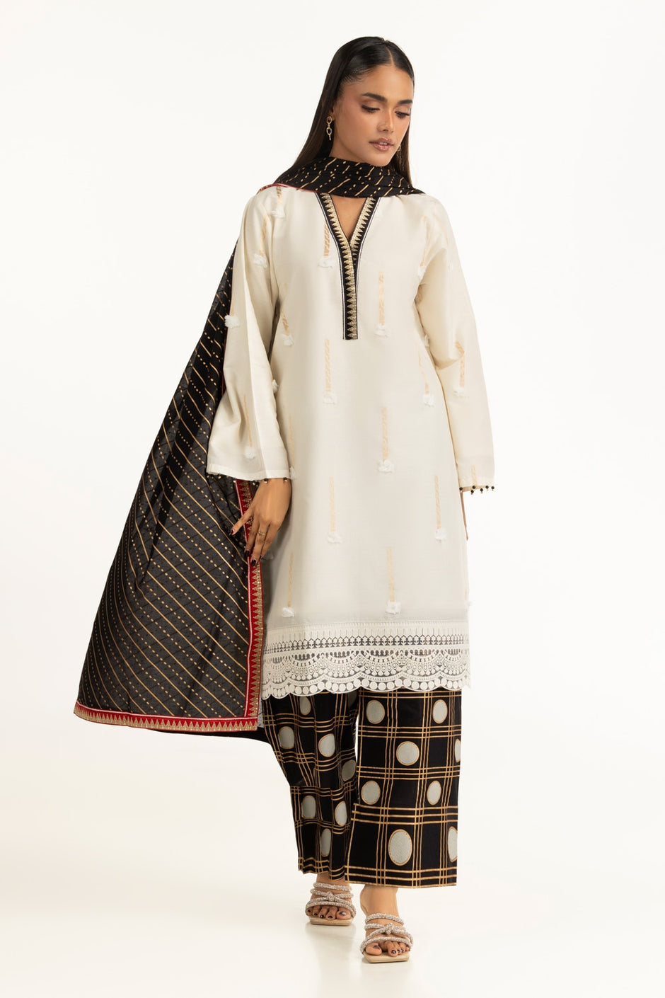 3PC Jacquard Embroidered Suit