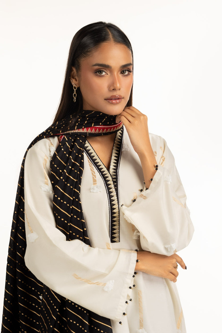 3PC Jacquard Embroidered Suit