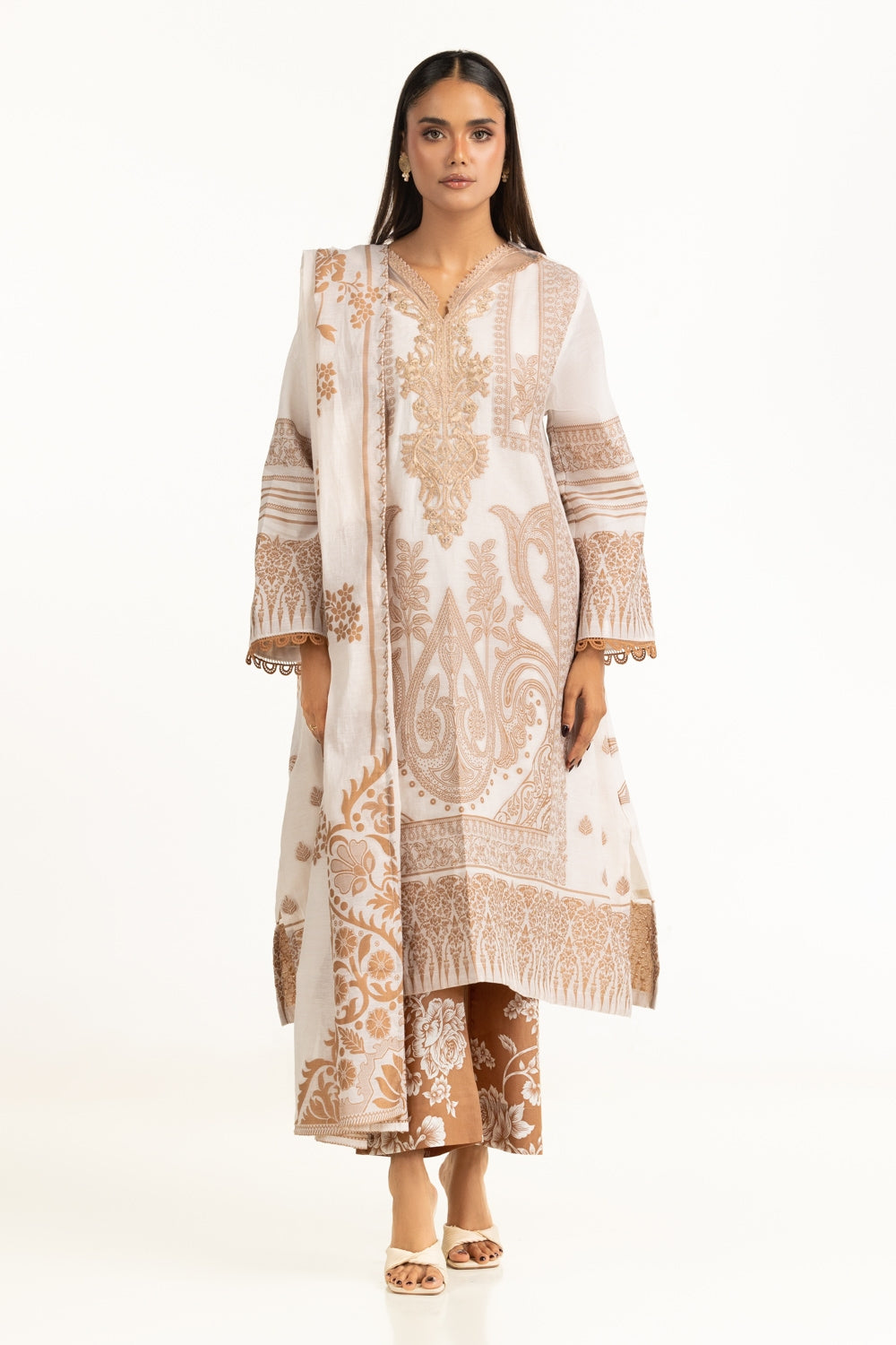 3PC Jacquard Embroidered Suit