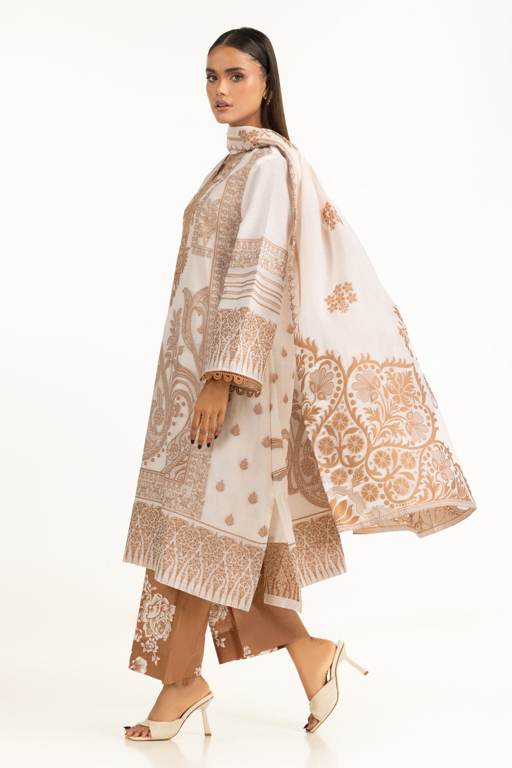 3PC Jacquard Embroidered Suit