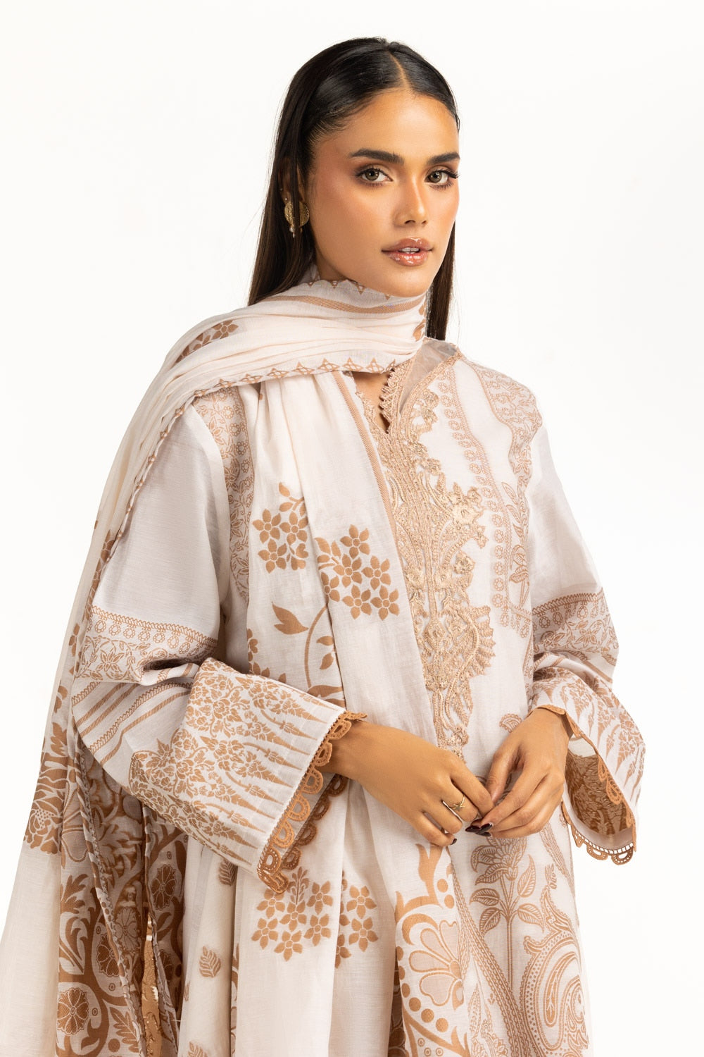 3PC Jacquard Embroidered Suit