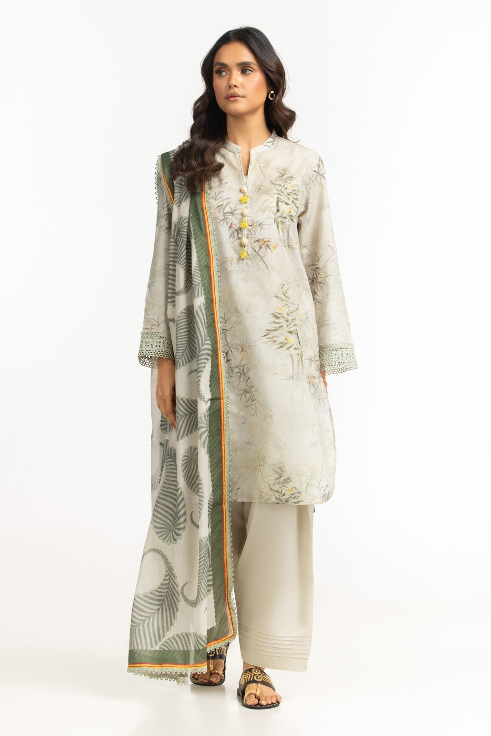 3PC Jacquard Printed Suit IUSTKSD-683