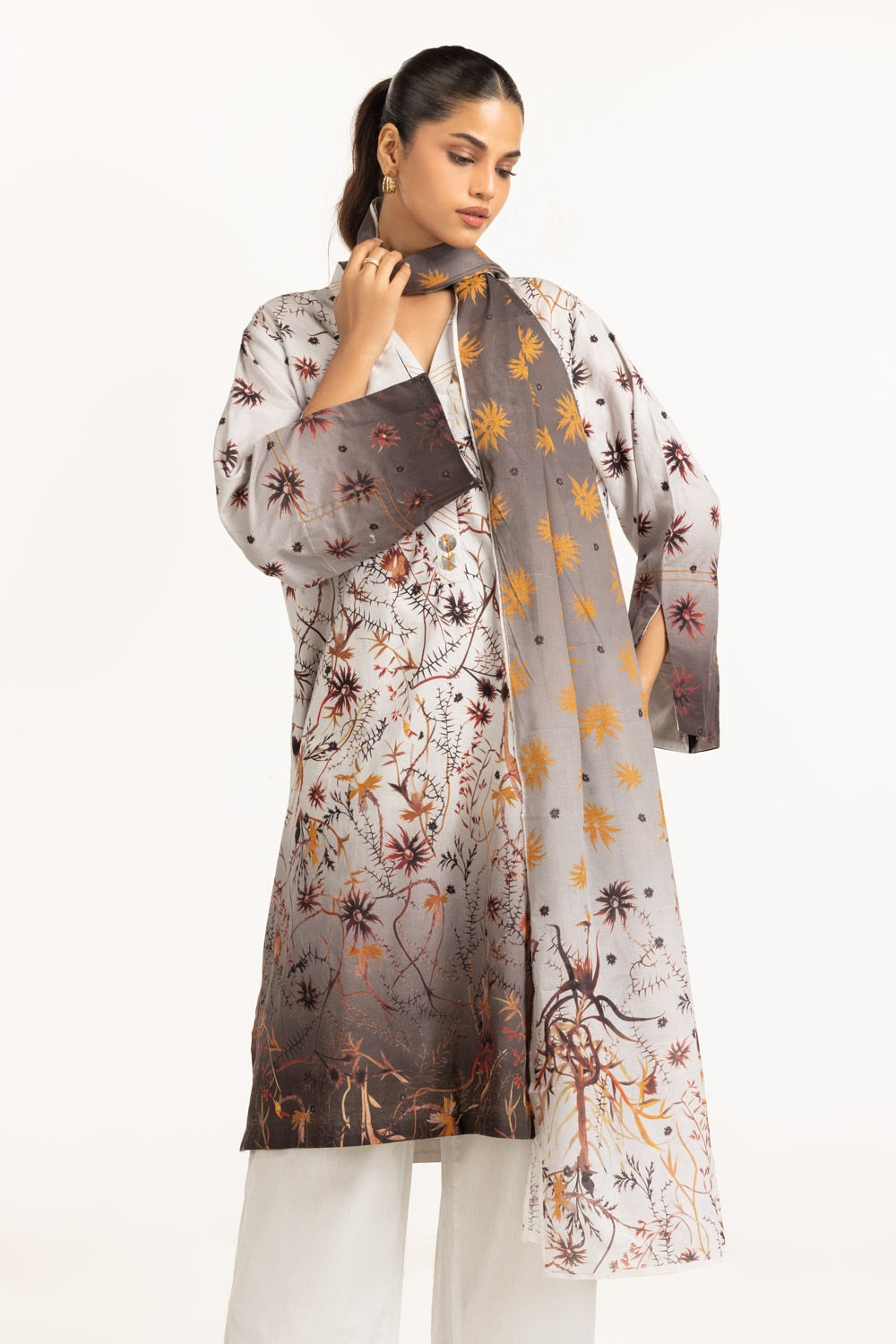 3PC Jacquard Printed Suit IUSTKSD-708