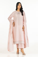 3PC Lacquer Printed Lawn Suit With Embroidered  IUSTKSD-590