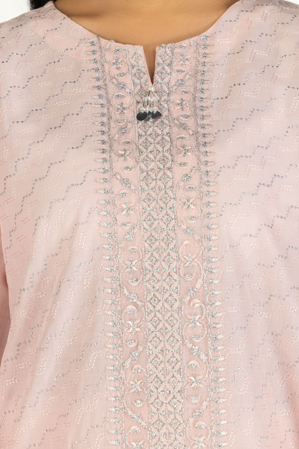 3PC Lacquer Printed Lawn Suit With Embroidered  IUSTKSD-590
