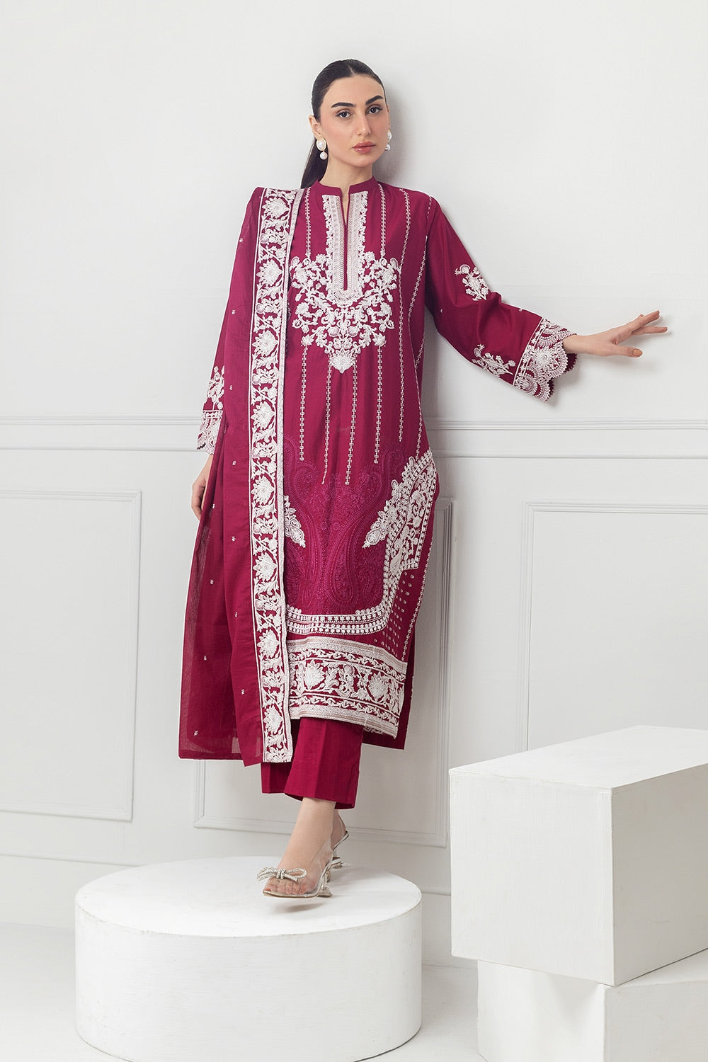 3PC Lawn Embroidered Suit IUSTKSD-534
