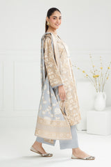 3PC Lawn Gold and Lacquer Printed Suit IUSTKSD-464