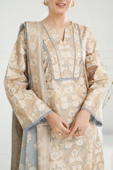 3PC Lawn Gold and Lacquer Printed Suit IUSTKSD-464