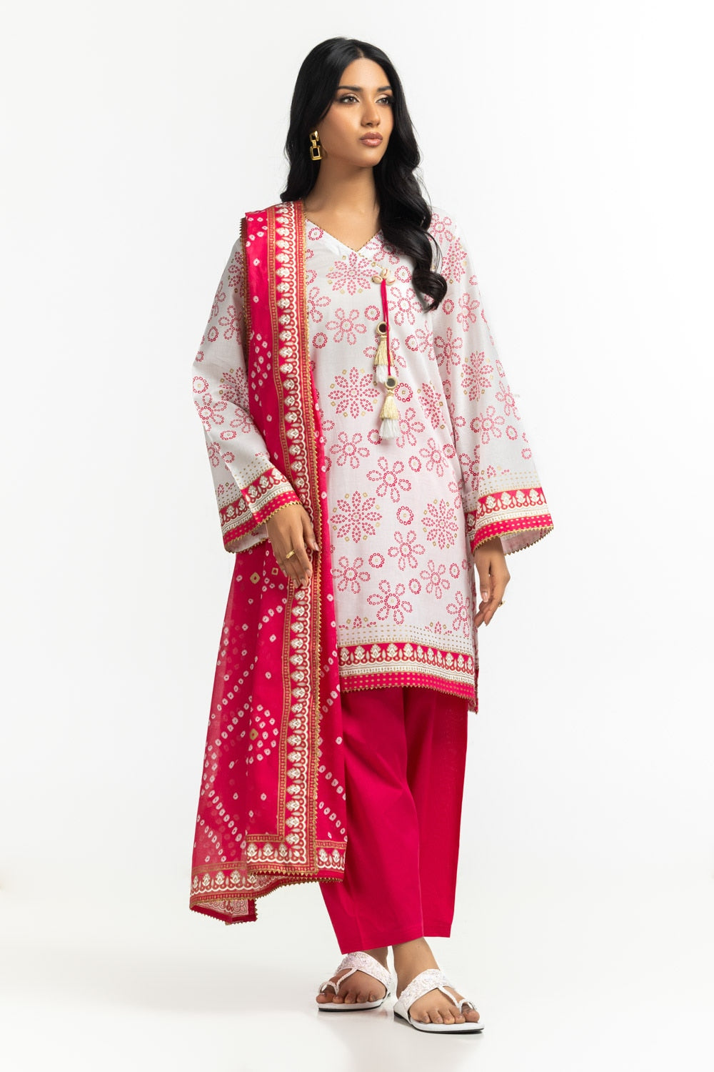 3PC Lawn Gold And Lacquer Printed Suit IUSTKSD-523