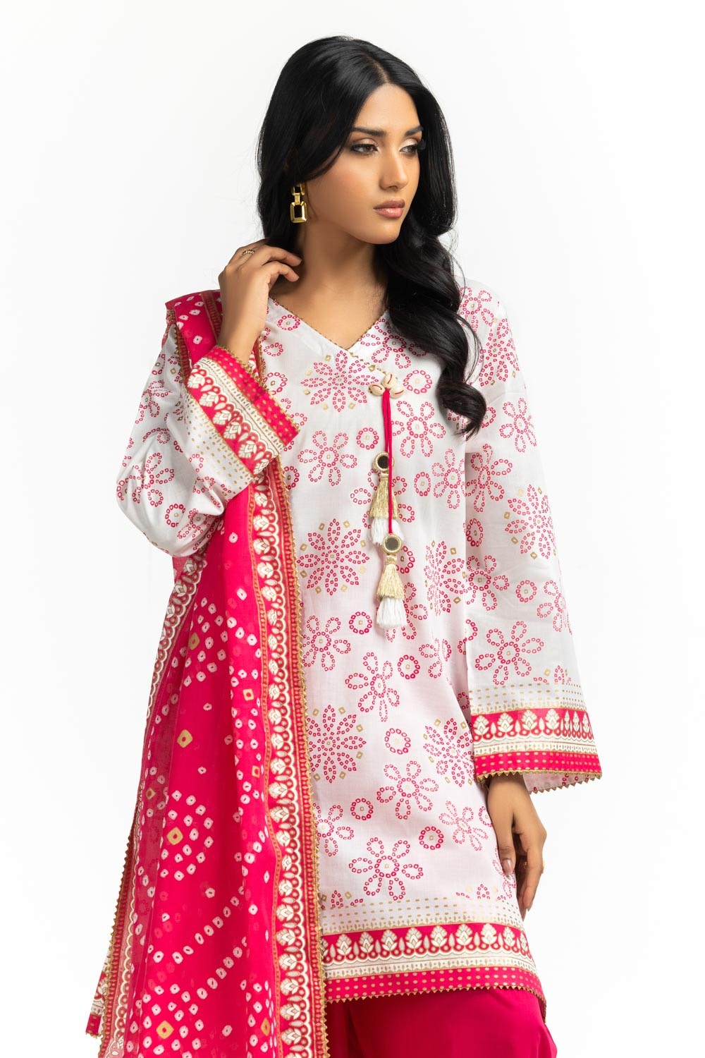 3PC Lawn Gold And Lacquer Printed Suit IUSTKSD-523